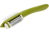 Мульти-чистка для овощей с щеткой Multi Peeller 3 в 1 кухонная ручная овощечистка для очистки и удаления кожуры фруктов, чистилка с насадками Зеленая