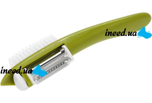 Мульти-чистка для овощей с щеткой Multi Peeller 3 в 1 кухонная ручная овощечистка для очистки и удаления кожуры фруктов, чистилка с насадками Зеленая