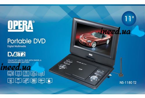 Цифровой DVD проигрыватель 11" Opera NS-1180 11"поворотный LCD плеер, автомобильная DVD-книга с Т2 тюнером, пультом ДУ и джойстиком TV USB SD OP-1180