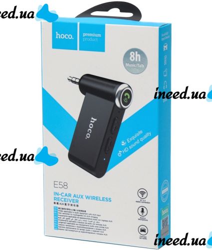 Автомобильный Bluetooth адаптер Hoco E58 140 mAh беспроводной трансмиттер для магнитолы, авто FM ресивер, модулятор в машину с блютуз AUX 3.5 мм