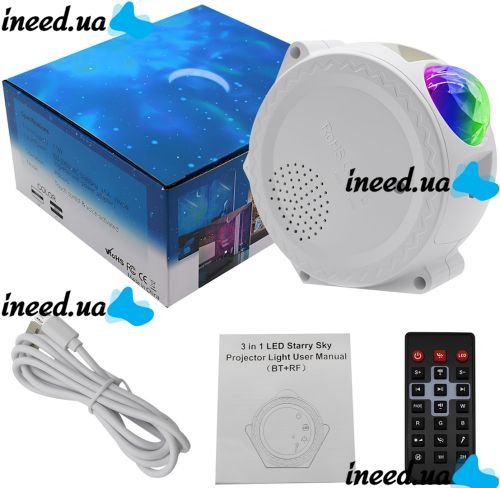 Проектор звездного неба Galaxy Projector Light KX-668RF светодиодный LED ночник с Bluetooth колонкой, таймером и пультом ДУ 20 режимов освещения RGB
