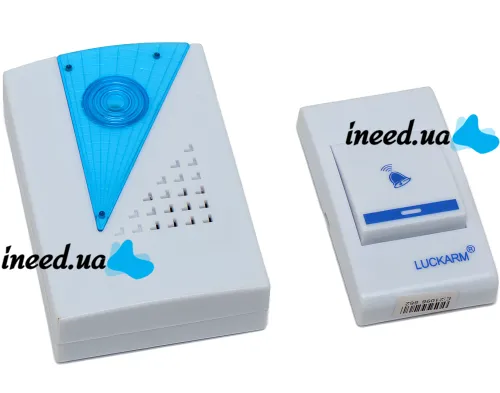 Дверной звонок Luckarm Intelligent D006 от розетки 220V беспроводная кнопка передатчик сигнала и приемник от сети на 38 мелодий для входной двери до 100 м