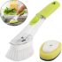 Multifunctional brush with dispenser for cleaning and washing dishes Automatic Liquid Cleaning Brush DMZ-8890, Sponge brush with nozzles and handle Light Green