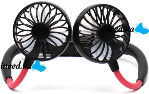 Портативный вентилятор на шею Neck Fan 360° беспроводной шейный спортивный охладитель 3 скорости с аккумулятором, LED-подсветкой и USB зарядкой