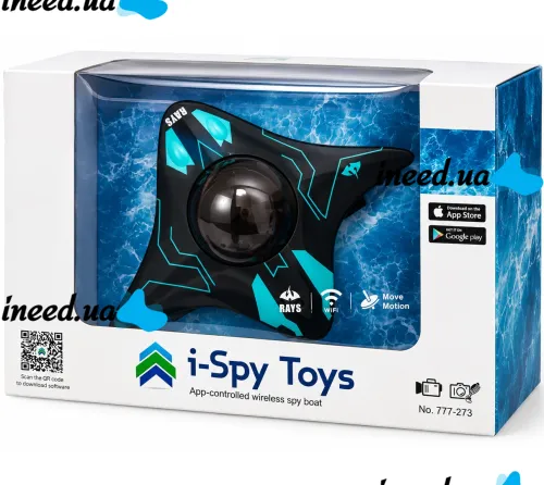 Rays 777-273 Radio-Controlled Underwater Stingray Spy Boat with Underwater Wi-Fi Camera, Rechargeable Remote-Controlled Drone—For Ages 8 and Up