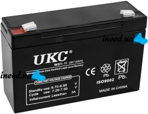 Аккумуляторная батарея UKC 6V 10Ah WST-10 универсальный свинцово-кислотный аккумулятор 6В 10Ач для торгового оборудования и игрушек