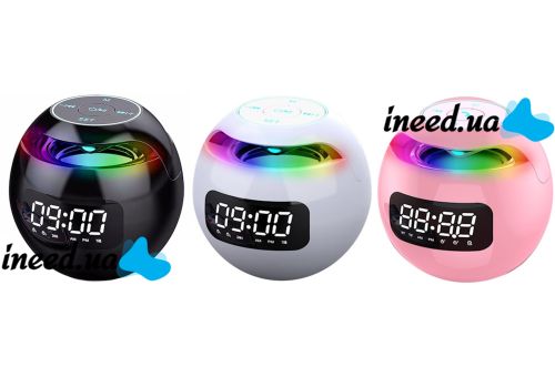 Беспроводная Bluetooth колонка с часами Kimiso KMS-K12 3W аккумуляторный портативный мини динамик с будильником и RGB LED подсветкой microUSB