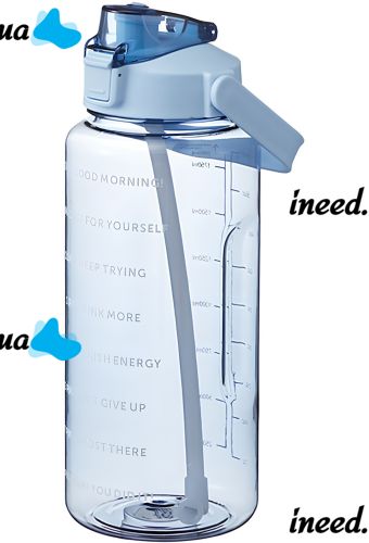 Спортивная бутылка с поилкой для воды Water Bottle Large Gym 2л портативная герметичная бутылка с таймером, соломинкой и ручкой для занятий спортом