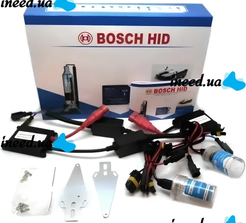 Комплект ксенона Bosch H3 HID 6000K 35W 12V с блоками розжига и лампами, набор ксеноновых ламп для фар в авто Холодный белый 