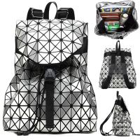 Спортивный женский геометрический рюкзак, Bao Bao Geometric Issey Miyake Silver Style, Маленький модный серебристый портфель Бао Бао из экокожи