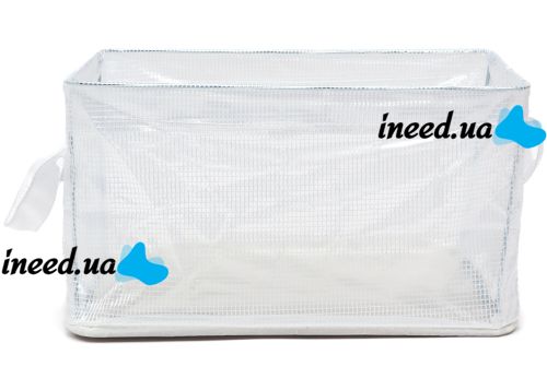 Универсальный органайзер в шкаф Storage Box LY-706 48х20х20 см прозрачная тканевая корзина с каркасом для хранения вещей и нижнего белья 27 л Белая