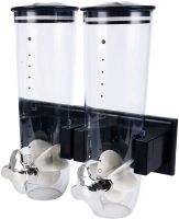 Настенный двойной диспенсер для хранения круп Double Dispenser 2 дозирующих цилиндра, емкость для сыпучих продуктов с дозатором и порционной чашей 