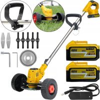 Аккумуляторная газонокосилка триммер DeWalt DCMST156N 48v с колесами для покоса травы и кустов, Беспроводная коса Деволт для стрижки газона