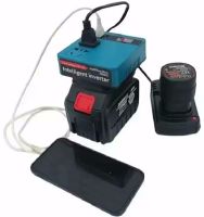 Повышающий аккумуляторный преобразователь Makita 18V-21V в 220V, Инвертор напряжения 18-21В в 220В 3USB 2 розетки от аккумуляторной батареи Синий