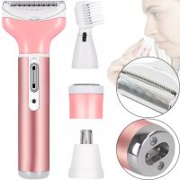 Gemei GM-3074 Cordless Cordless Cordless 4-in-1 Trimmer for nose ears eyebrow trimmer and beard, Gemmy Pink Women's Epilator Razor with attachments