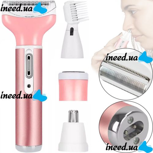 Gemei GM-3074 Cordless Cordless Cordless 4-in-1 Trimmer for nose ears eyebrow trimmer and beard, Gemmy Pink Women's Epilator Razor with attachments