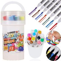 Профессиональный набор скетч маркеров Creative Acrylic Marker 12 шт для рисования в ведре, Акриловые маркеры фломастеры линеры 12шт AND635-12 цветов