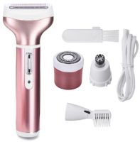 Gemei GM-3074 Cordless Cordless Cordless 4-in-1 Trimmer for nose ears eyebrow trimmer and beard, Gemmy Pink Women's Epilator Razor with attachments