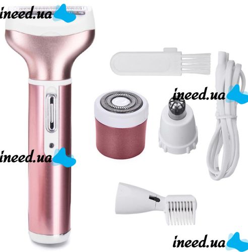 Gemei GM-3074 Cordless Cordless Cordless 4-in-1 Trimmer for nose ears eyebrow trimmer and beard, Gemmy Pink Women's Epilator Razor with attachments