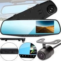 Автомобильный видеорегистратор зеркало LCD Full HD DVR-138W 4.3" дюйма с камерой заднего вида, Авторегистратор на 2 камеры угол обзора 170 градусов