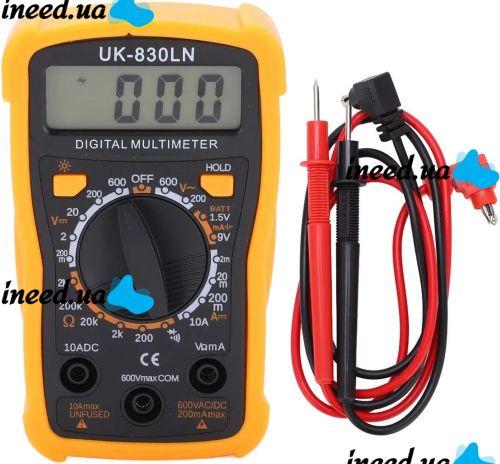 Digital Multimeter Tester Digital UK-830LN DT 830 LNv Universal Handheld Current, Voltage and Resistance Tester with Display DT-830 Yellow