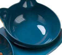 Тройная кормушка для воды с кормом Cat Bowl with Water Dispenser с автоматической поилкой 500мл для собак и кошек, Поилка с двумя мисками для корма