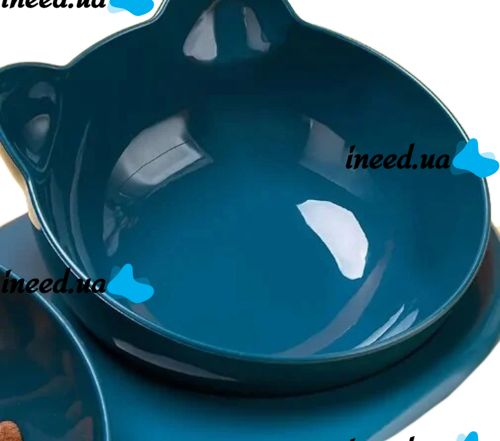 Тройная кормушка для воды с кормом Cat Bowl with Water Dispenser с автоматической поилкой 500мл для собак и кошек, Поилка с двумя мисками для корма