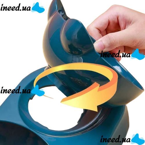 Тройная кормушка для воды с кормом Cat Bowl with Water Dispenser с автоматической поилкой 500мл для собак и кошек, Поилка с двумя мисками для корма