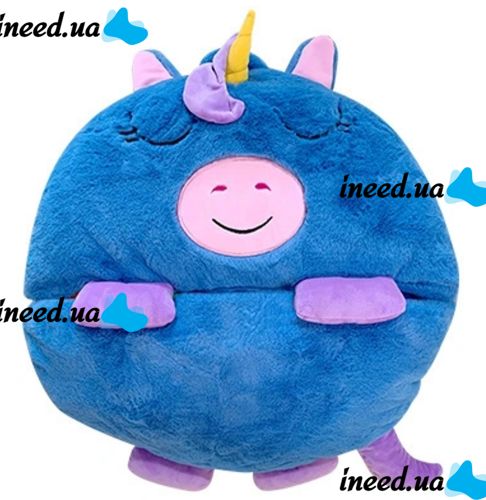 Спальный мешок с подушкой для детей Happy Nappers Единорог 3 в 1 детский спальник 130Х50 см кокон трансформер, подушка игрушка для сна на молнии