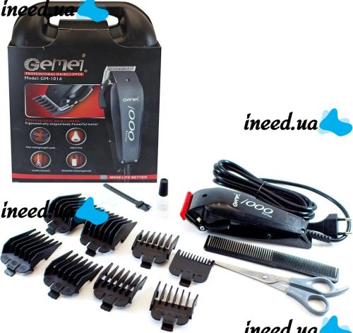 Rechargeable Hair Clipper Gemei GM-1016 8 in 1 Male Wired Beard Trimmer with Attachments, Scissors and Comb Geemy GM1016