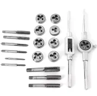 Набор метчики и плашки Tap and Die Set M3-M12 20 штук комплект стальных метчиков и плашек для нарезания метрической резьбы в кейсе мечек и лерка