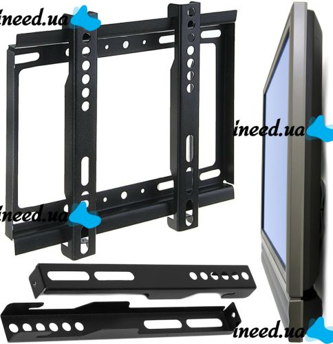 Настенный кронштейн для телевизора V-Star V35 14-42 дюйма, до 25кг подвесной крепеж, фиксированное крепление держатель на стену 14"-42" H27 Черное