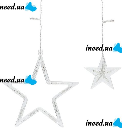Внутренняя цветная гирлянда занавес Звезды Star Style 2.5Х1 м 138 LED диодов M, светодиодная RGB гирлянда-занавес 12 звезд на окно 2.5мх1м 220V