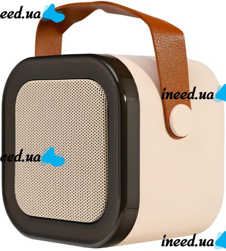 Children's Wireless Karaoke Speaker K12 Bluetooth 2 in 1 LED Portable Speaker with Microphone, RGB Backlight and Battery-powered Wi-Fi Beige