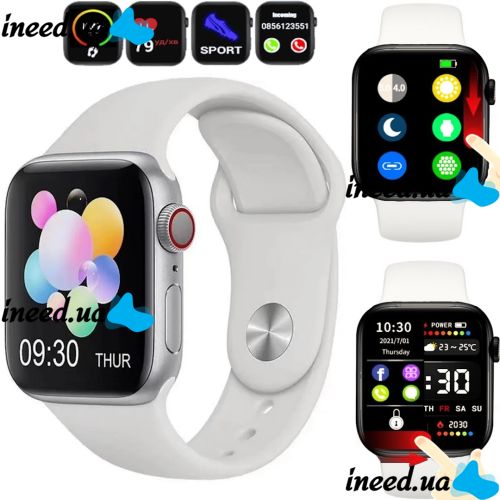Умные наручные смарт часы Smart Watch F21 White голосовой вызов, функции фитнеса и здоровья Bluetooth с беспроводной зарядкой IOS Android Белые