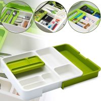 Универсальный раздвижной органайзер Expandable Drawer Organizer 34Х36.5Х5.5 см для кухонных столовых приборов, ложек и вилок в выдвижной ящик