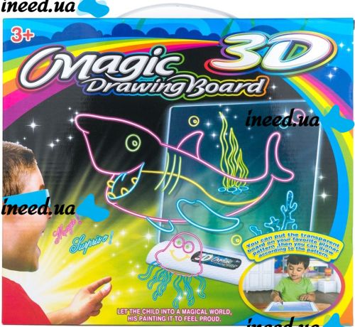 Magic Projection Drawing Board with 3D Effect 3d Magic Drawing Board, Children's Educational Glass Set with LED Backlight from 3 years old