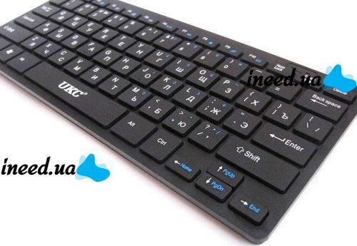 Комплект беспроводная ультратонкая Bluetooth клавиатура и мышь UKC WI1214 Black набор 2 в 1 для ПК компьютера ноутбука с USB адаптером 2.4GHz Черный