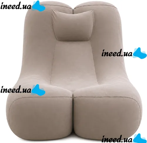 Надувное кресло мешок Inflatable Lounge Chair DL-484 до 115 кг для отдыха, одноместный безкаркасный диван с подголовником 115×96×75 см Бежевый