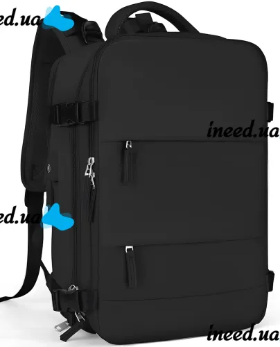 Quentin J3279 Black Airplane Hand Luggage Backpack for Laptop 15.6" Travel Bag with USB Port Wizz Air Ryanair for Airplane