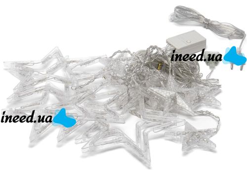 Внутренняя цветная гирлянда занавес Звезды Star Style 2.5Х1 м 138 LED диодов M, светодиодная RGB гирлянда-занавес 12 звезд на окно 2.5мх1м 220V