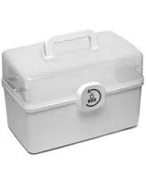 MVM PC-16 28x15x14 cm M plastic storage organizer, home medicine cabinet with sliding shelves 3067-2 White