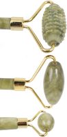 Large Jade Facial Massage Roller Set 3 in 1 Double-sided Roller Gouache Scraper, Roller, Skin Lifting Kit Hedgehog Smooth Scraper