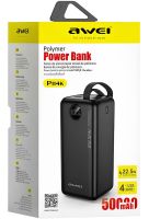 Внешний аккумулятор повербанк Power Bank Awei P114K 50000 mAh 22.5W портативное зарядное устройство для телефона с быстрой зарядкой и дисплеем 4 USB 