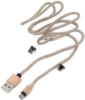 Магнитная зарядка для телефона Hoco X-Cable Magnetic 3 в 1 круглый USB кабель micro lightning type-c 1 м шнур с LED подсветкой M3 для Android IOS