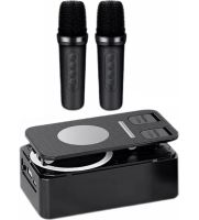 Держатель подставка для телефона с колонкой Microphone speaker set AND K18-2 Беспроводная Bluetooth колонка с держателем и 2 микрофонами для караоке