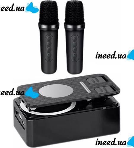 Держатель подставка для телефона с колонкой Microphone speaker set AND K18-2 Беспроводная Bluetooth колонка с держателем и 2 микрофонами для караоке