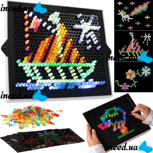Светящаяся оптическая мозаика 3D Magic Light Panel 888 детский набор 180 разноцветных фишек, планшет с подсветкой для рисования светом