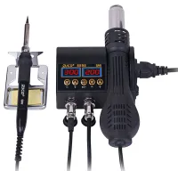 Термовоздушная паяльная станция JCD 8898 2в1 паяльник 80W и термофен 750W с регулировкой температуры и дисплеем для пайки SMD и ремонта электроники