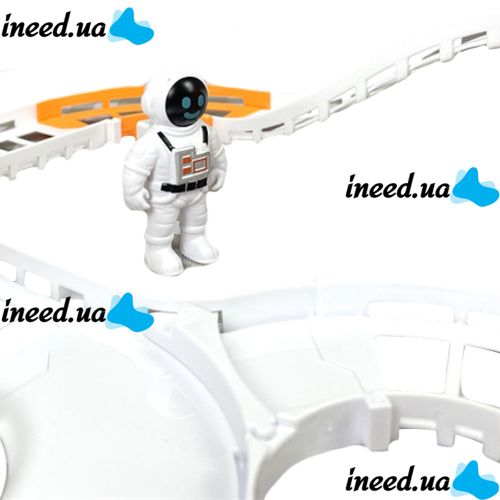 Конструктор космический автотрек Outer Space Track LT243173 со звуковыми эффектами и светом с шатлом, мостом и космонавтами 888-86 42 детали Белый
